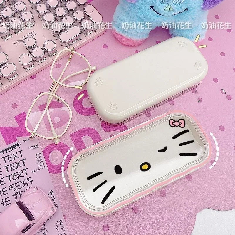 Hello Kitty Glasses Storage Box Anime Kawaii Cute Cartoon Girly Heart Sunglasses Protective Case Gifts for Girls