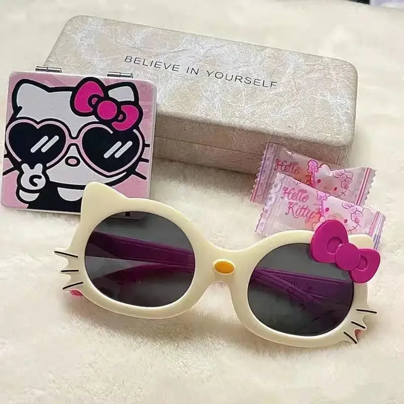 Hello Kitty Sunglasses Cute Cartoon Ultraviolet-proof Fashion Outdoor Beach Glasses Kawaii Children Girls Holiday Gifts