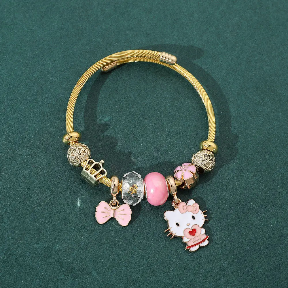 Hello Kittys Bracelet Anime Sanrios Girl Detachable Diy Bracelet Woman Accessory Jewelry Student Cosplay Props Festival Gift