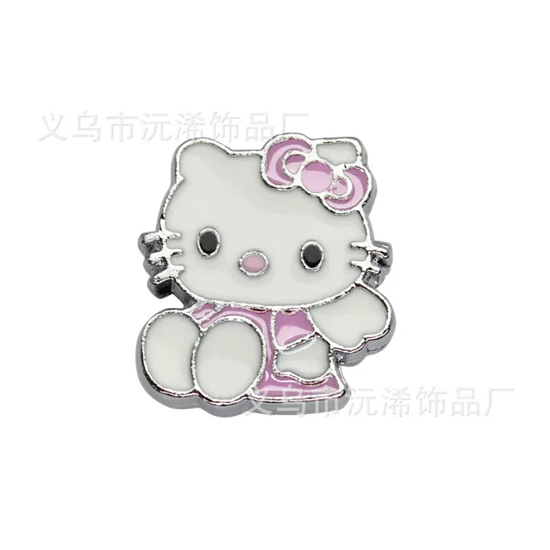 5cps 8mm Enamel Hello Kitty Charms Accessories DIY Wrist Strap Bracelet Collar Handmade Beads for Jewelry Making Kids Gifts