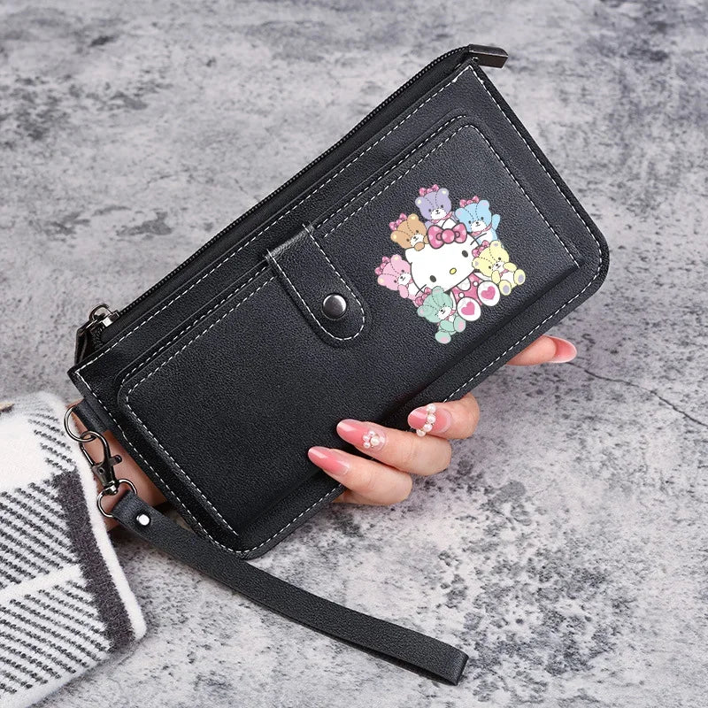 Hello Kitty Women Wallets PU Leather Female Purse Multi-Cards Holder Coin Foldable Wallet Zipper Billfold Hipster Credit Gift