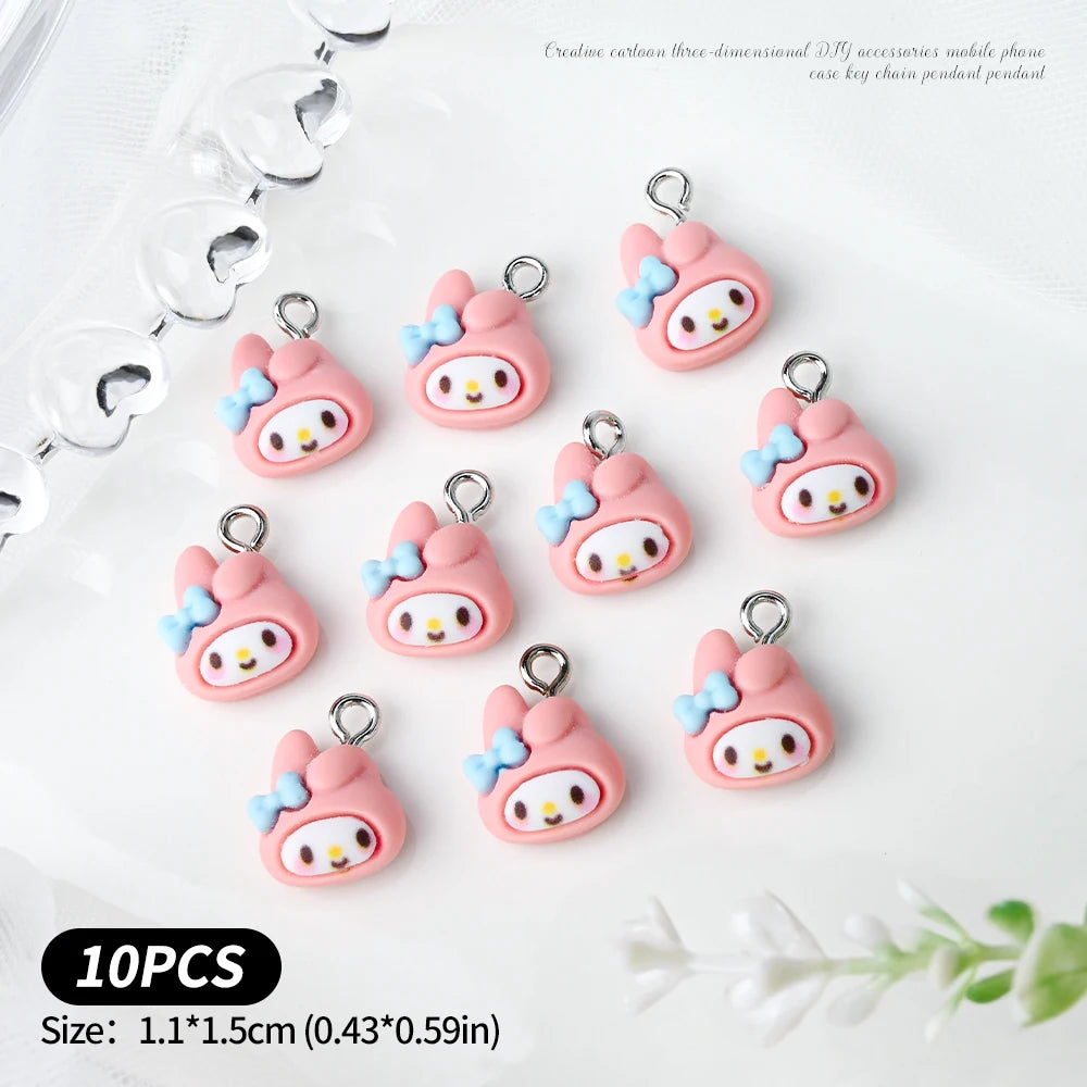 10/35/50Pcs Kawaii Nail Charms Funny Cute Hellokitty/Kuromi/Melody Charms Pendant for DIY Earring Keychain Jewelry Making