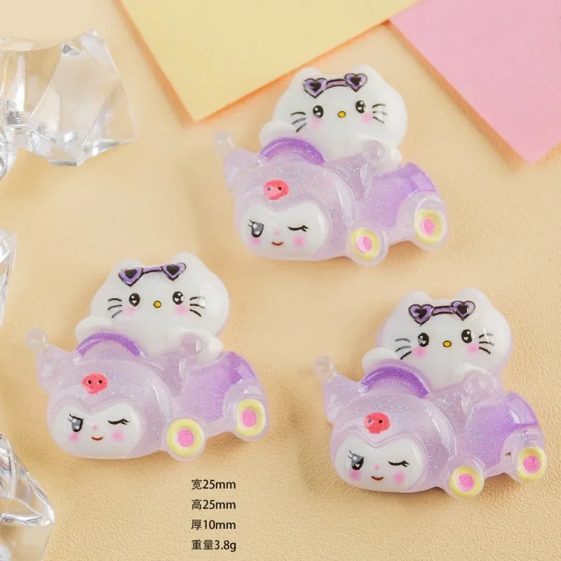 Cartoon anime Sanrio transparent glitter resin accessories handmade DIY hair clips phone cases shoe buckles jewelry materials