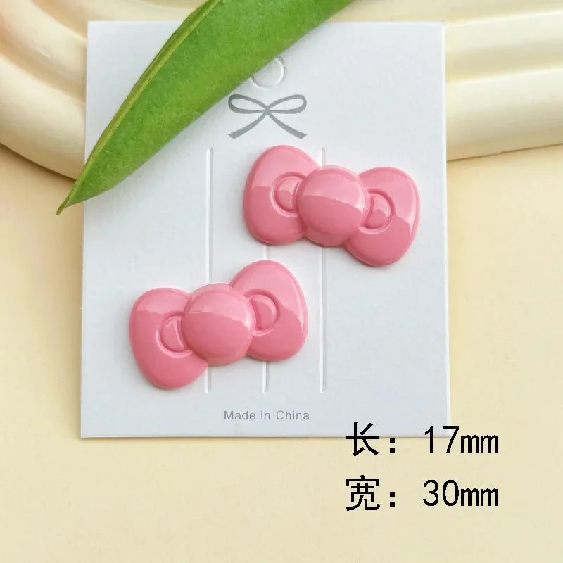 5pcs Cute Black Pink Hellokitty Cat Bow Fish Acrylic DIY Jewelry Accessories Mobile Phone Case Hole Shoes Patch Hairpin Material