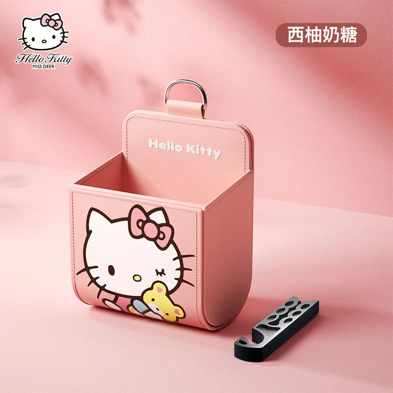 Kawaii KT Cat Car Air Outlet Storage Bag Hello Kitty Storage Box Multifunctional Auto Organizer Box Car Decor Accessories