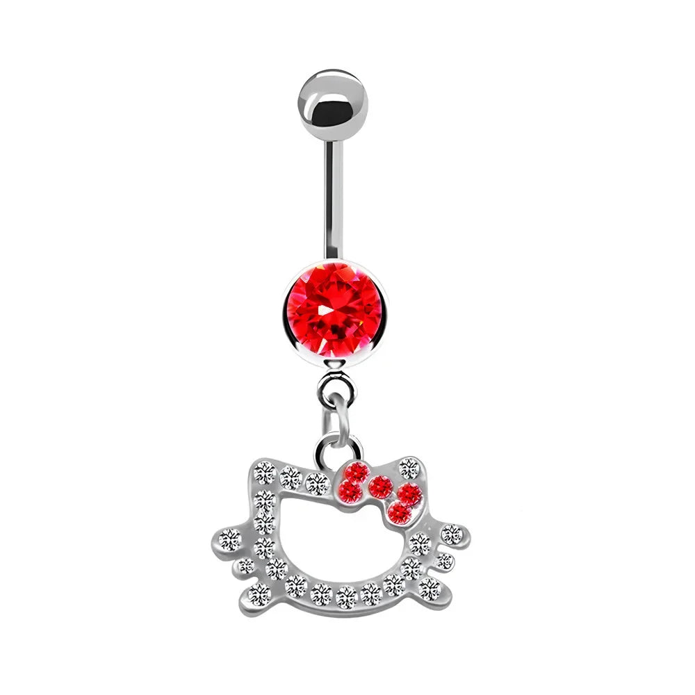 Anime Hello Kitty Belly Button Rings Girls Piercing Navel Nail Body Jewelry for Women Fashion Body Piercing Jewelry Toy Gift