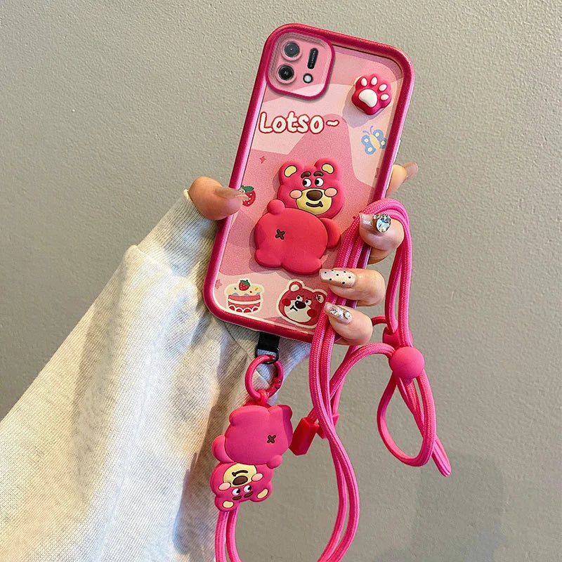 Crossbody 3D Cartoon Hello Kitty Kuromi Phone Case For iPhone 6 6S 7 8 Plus X Xs Max 11 Pro Max Lotso Bear Toy Strap Cover