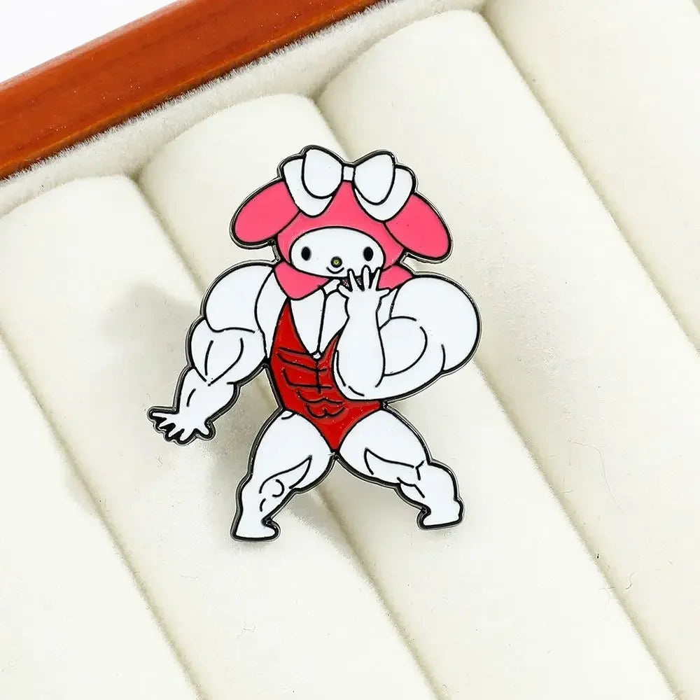 Kuromi brooch cute cartoon muscle my melody and hello kitty bodybuilding king kong barbie kawaii jewelry