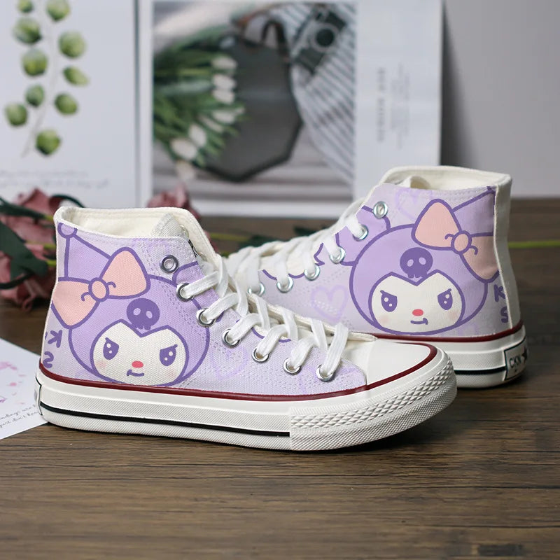 Kawaii Hello Kitty My Melody Canvas Shoes Cartoon New Summer Thin High-Top Sneakers Students Versatile Casual Shoes