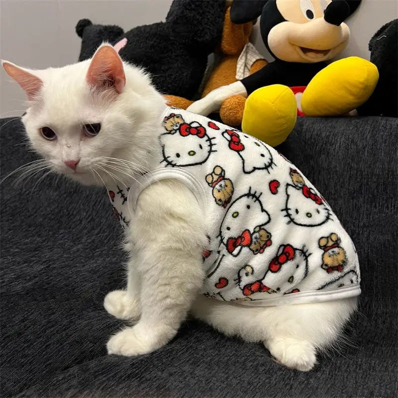 Kawaii Hello Kitty Cat Sweater Costume Winter Warm Pet Clothes for Cats Pullover Mascotas Clothing Gatos Products for Animals