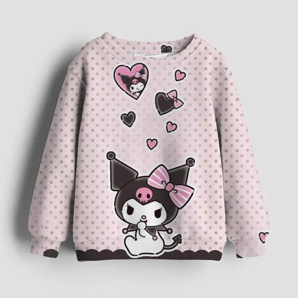 Hello Kitty kawaii children fashion girls autumn clothing baby girl sweatshirt Kuromi children's hoodie toddler casual sportswea