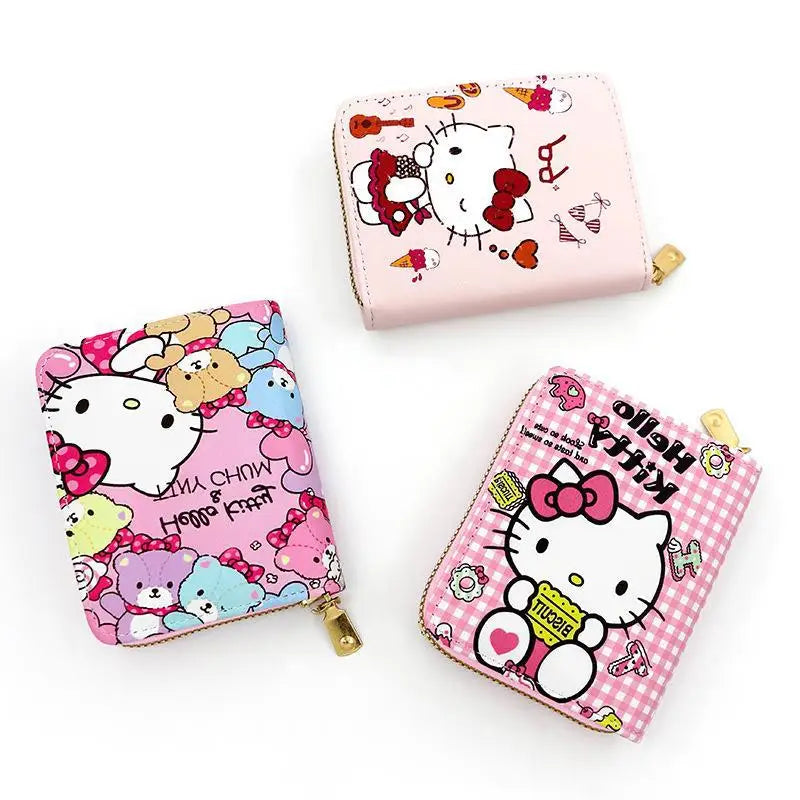 Children's Kawaii Cartoon Hello Kitty Coin Wallet Cute Cartoon Folding PU Leather Bag Girl Zero Wallet Female Walle Gifts