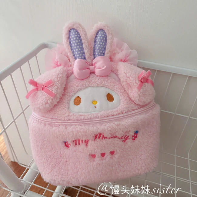 My Melody Cosmetic Case Lovely Cute Anime My Sweet Piano Handbag Storage Bag Japanese Style Kawaii Plush Bag Gifts Girl