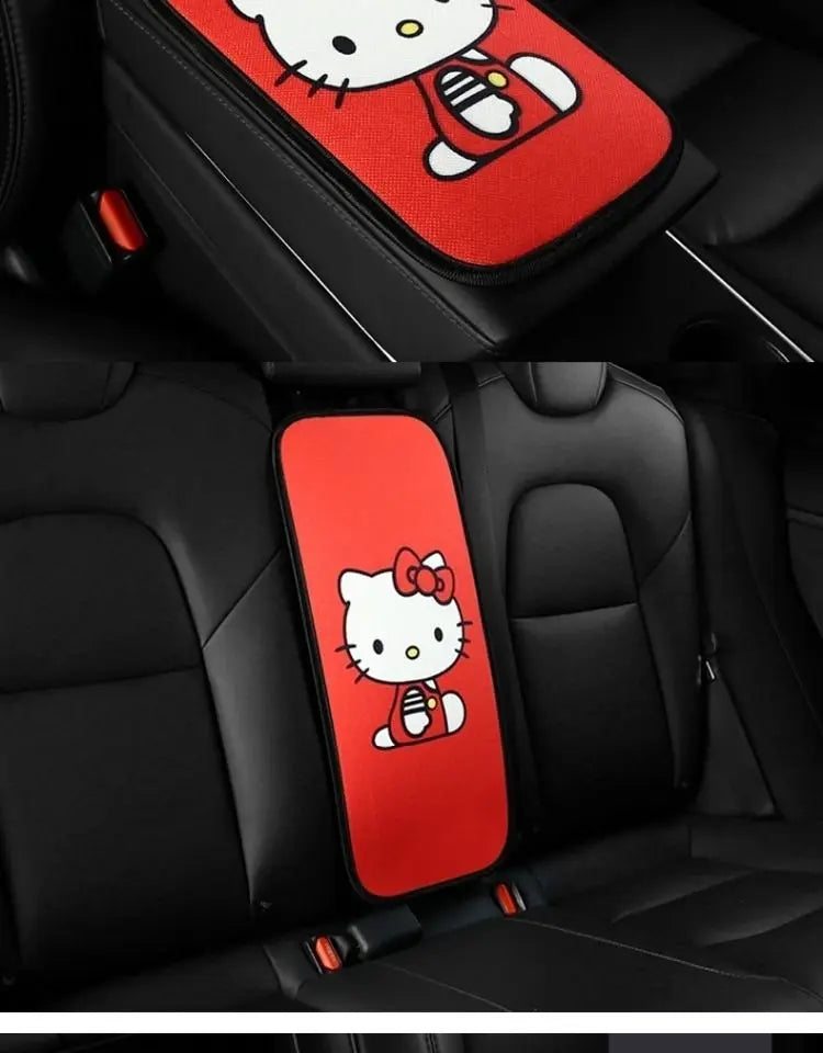 Sanrio Hello Kitty Car Armrest Pad Mat Car Front Rear Center Universal Breathable Mat Cute Anti Slip High-End Interior Decor