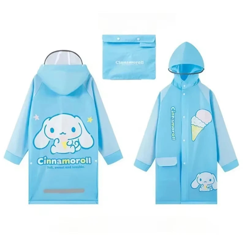 Hello Kitty Kid Raincoat Kawaii Kuromi My Melody Cinnamoroll Children Boy Girl Rain Poncho Reusable Waterproof Rain Coat