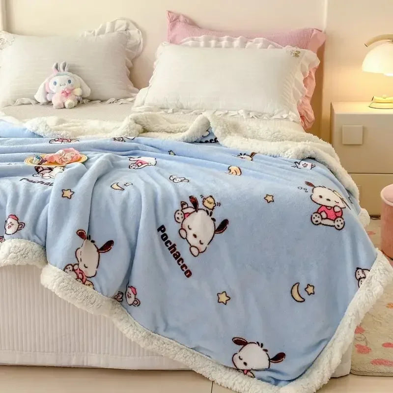 Cinnamoroll My Melody Anime Ins Milk Fleece Blanket Cute Hello Kitty Kawaii Warm Nap Sofa Cover Gifts for Kids