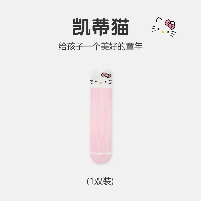 Hello Kitty Knee Long Sock Breathable Thin Sanrio Socks Accessories KT Cat Girl Middle Tube Socks Calf Sock Child Birthday Gift