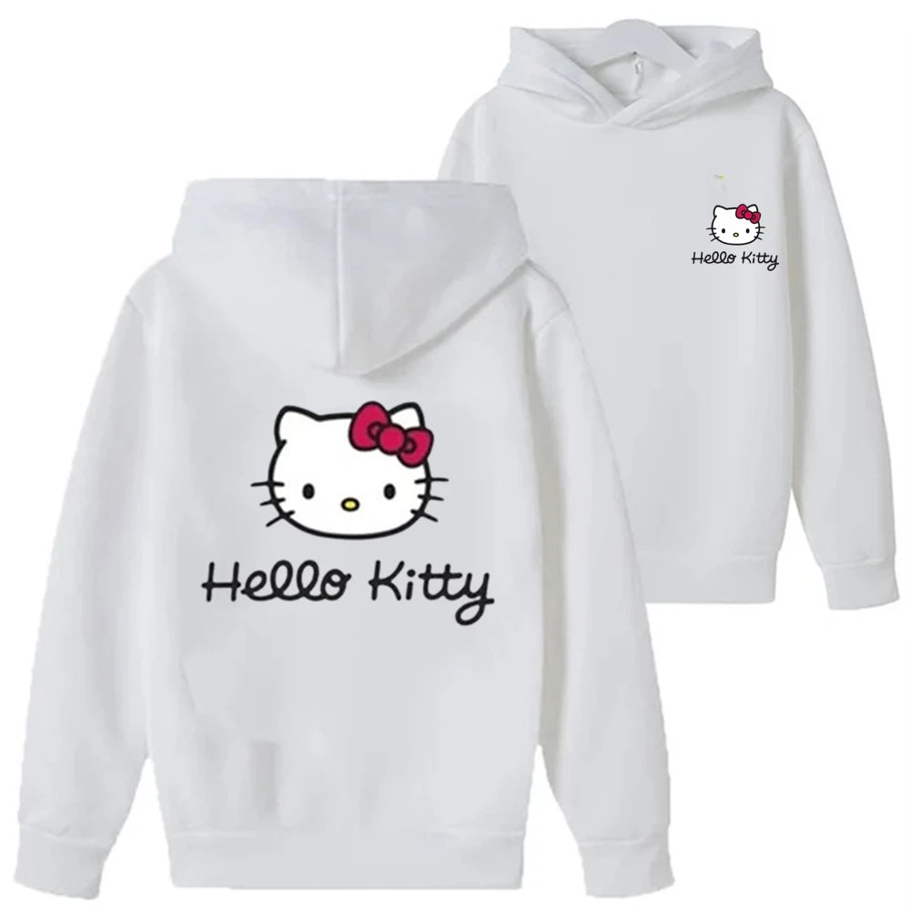 New red Leisure Sweatshirt Hello Kitty Kids Clothing  Age 3-12 Toddler Top Children's Hoodie print Boy Girls' Coat Long Sleeve