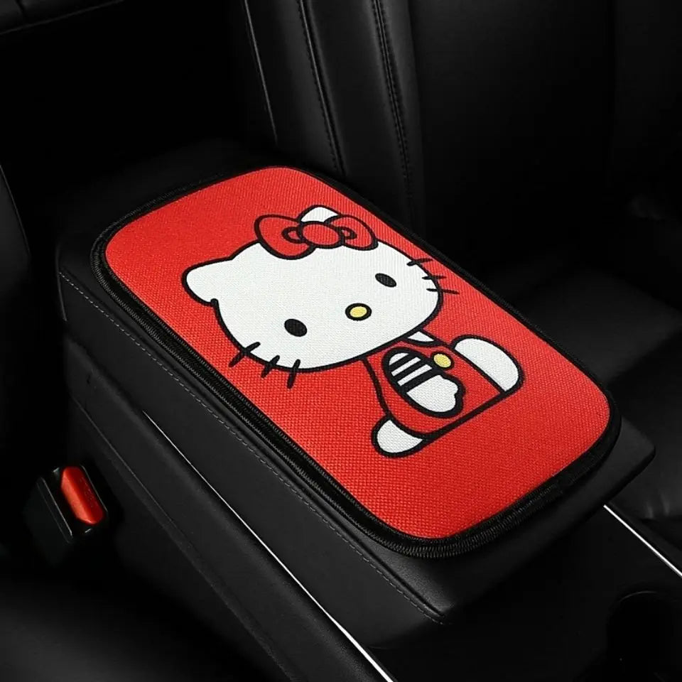 Sanrio Hello Kitty Car Armrest Pad Mat Car Front Rear Center Universal Breathable Mat Cute Anti Slip High-End Interior Decor