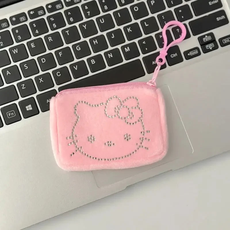 Hello Kitty Coin Purse Anime Cartoon Cute Plush Cosmetic Bag Kawaii Schoolbag Decoration Fashion Holiday Gifts