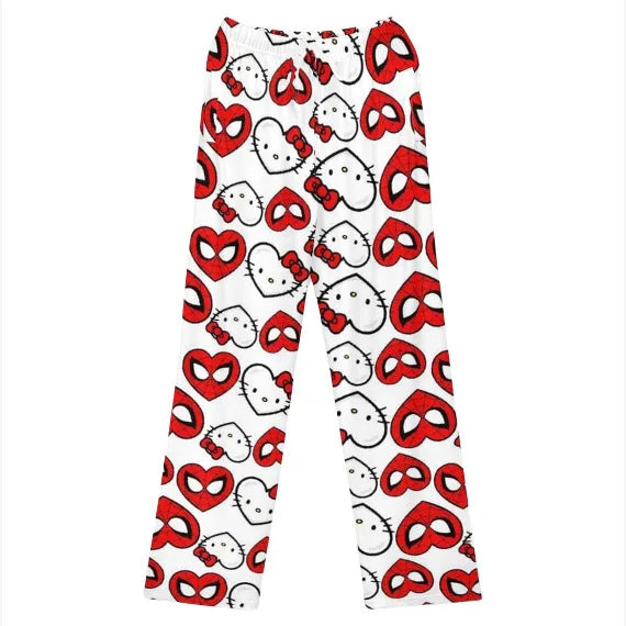 Kawaii Sanrio Hello Kitty Pajamas Long Pants Spider-man Sanrio Hello Kitty Cotton Casual Trousers Home Leisure Pants Sleep Pant