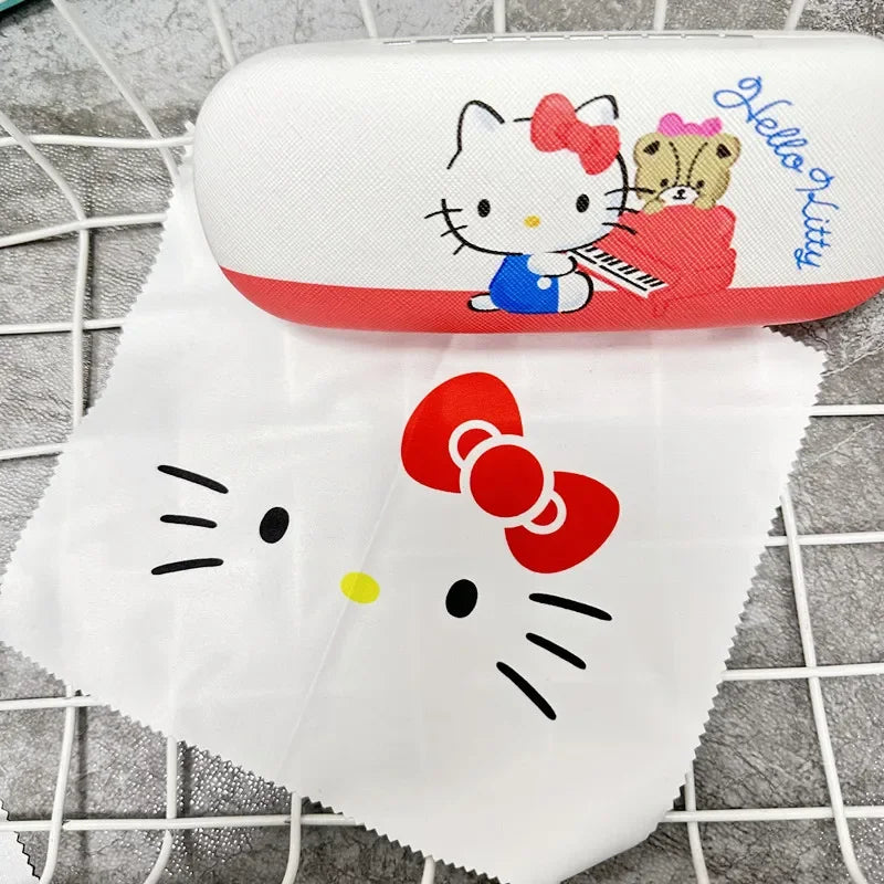 Anime Hello Kitty Glasses Case Y2K Kawaii Kurom Portable Anti Extrusion Sunglasses Storage Box Creative Travel Portable