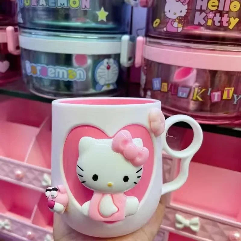 Hello kitty New Cartoon Kawaii Couple Mouthwash Cup Cartoon Sanrio Creative Girly Heart Children's Home Brushing Mouthwash Cup