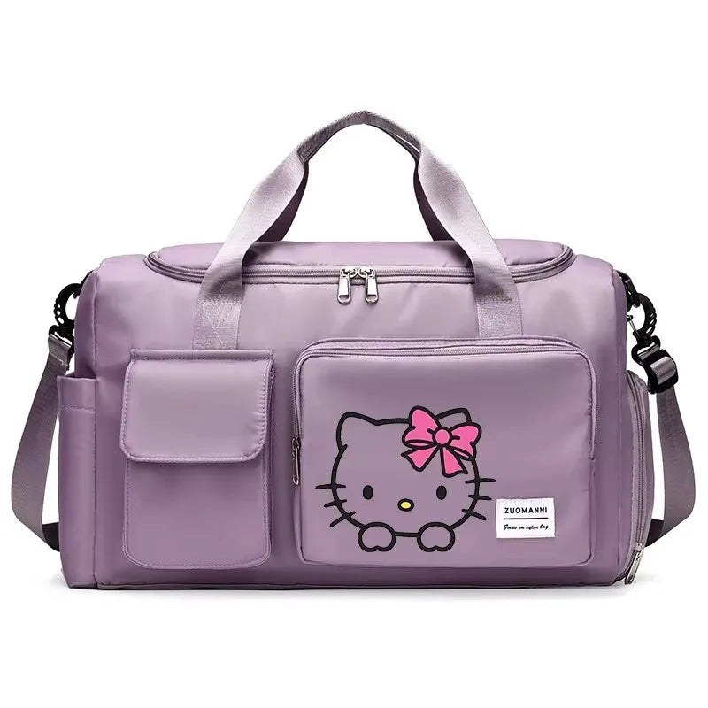 Hello Kitty Women Carry on Travel Bag Large Capacity Gym Weekend Duffle Bags Shoe Compartment Sport Fitness HandBag Girl Gift