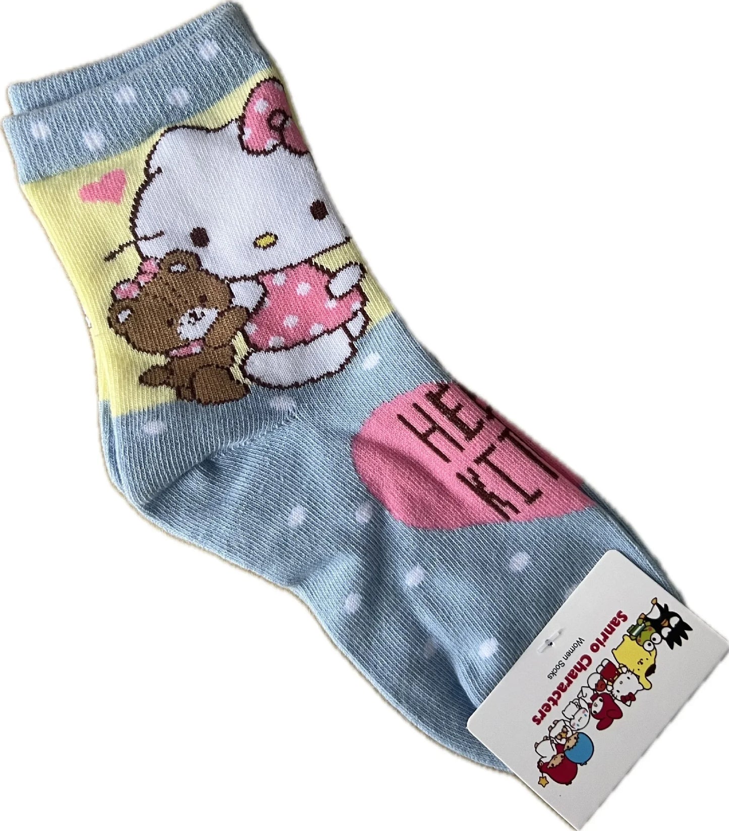 New Hello Kitty Socks Sanrio  Anime Kuromi Autumn and Winter Sweet in The Tube Cartoon Socks Cute Girls Cotton Home Warm Sock