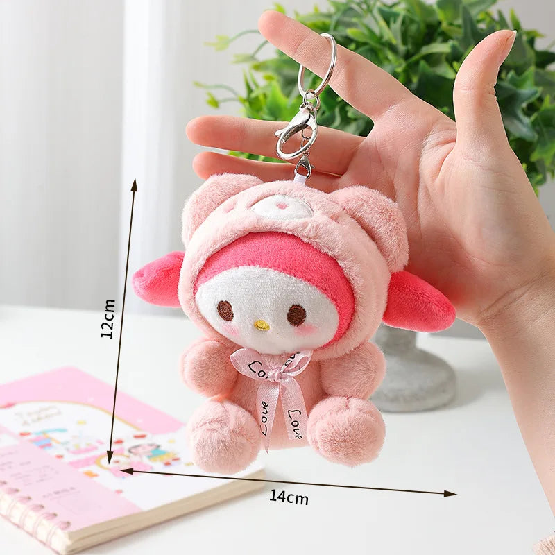 Plush Toy Kawali Hello Kitty Kuromi My Melody Soft Stuffed Keychain Cinnamoroll Bag Pendant Stuffed Doll Girl Kid Gift