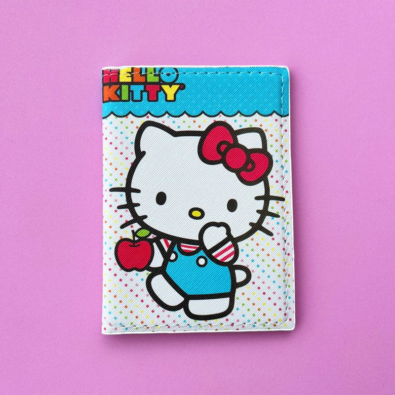 Cartoon HELLO KITTY Travel Passport Cover Wallet Unisex Business Multifunction Credit Card Purse Women's Organizer Passport Case