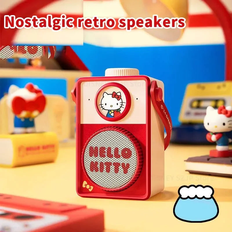 MG21-39 Hello Kitty Bluetooth Speakers Kawaii Retro Camera Audio Anime Action Figurine Decor Sound Box Hello Kitty Toys