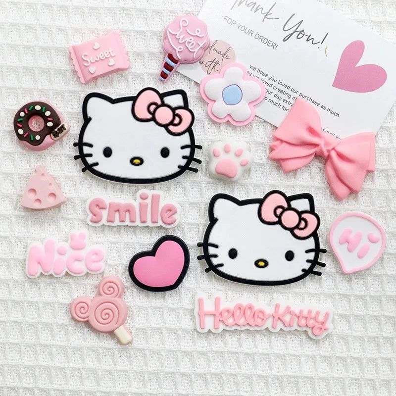 Pink Hello Kitty Charming Shoe Accessories Cute Cartoon Characters Detachable Shoe Buckles New Sandals Decoration Gift