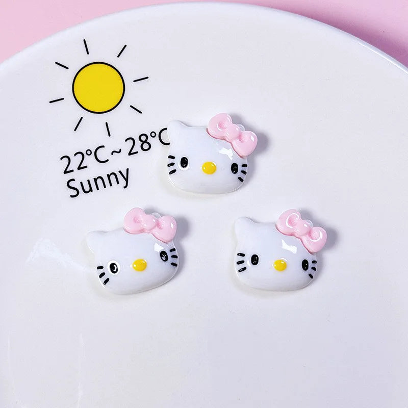 hello kitty cartoon cute bow cat resin diy jewelry mobile phone protective cover handmade patch material animation doll children