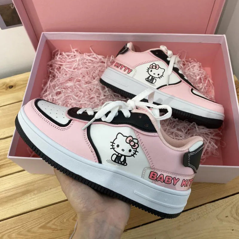 Hello Kitty Women's Shoes Female Student Casual Sneakers Cute Lolita Comfortable Breathable Soft Girl Skateboard Shoes