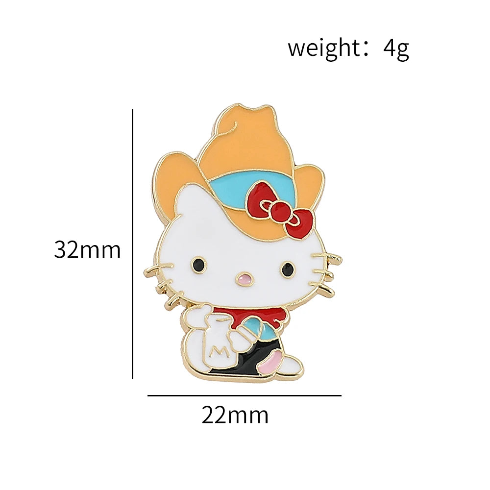 Anime Kitty Cat Enamel Brooch for Backpack Accessories Cute Kuromi Pochacco Metal Button Pins Jacket Badge Jewelry Accessories