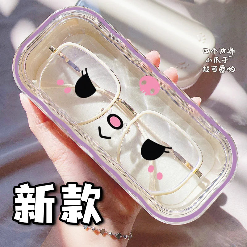 New Hello Kitty Glasses Case Kuromi Storage Box Anime Kawaii Cartoon Transparent Sunglasses Protective Case Gift for Girl