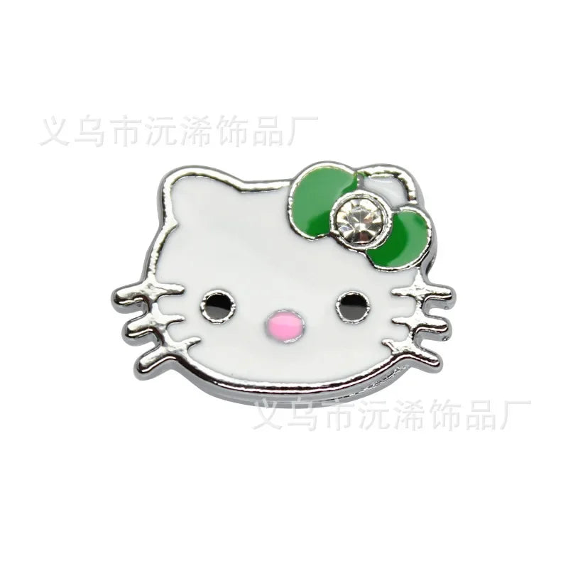 5cps 8mm Enamel Hello Kitty Charms Accessories DIY Wrist Strap Bracelet Collar Handmade Beads for Jewelry Making Kids Gifts