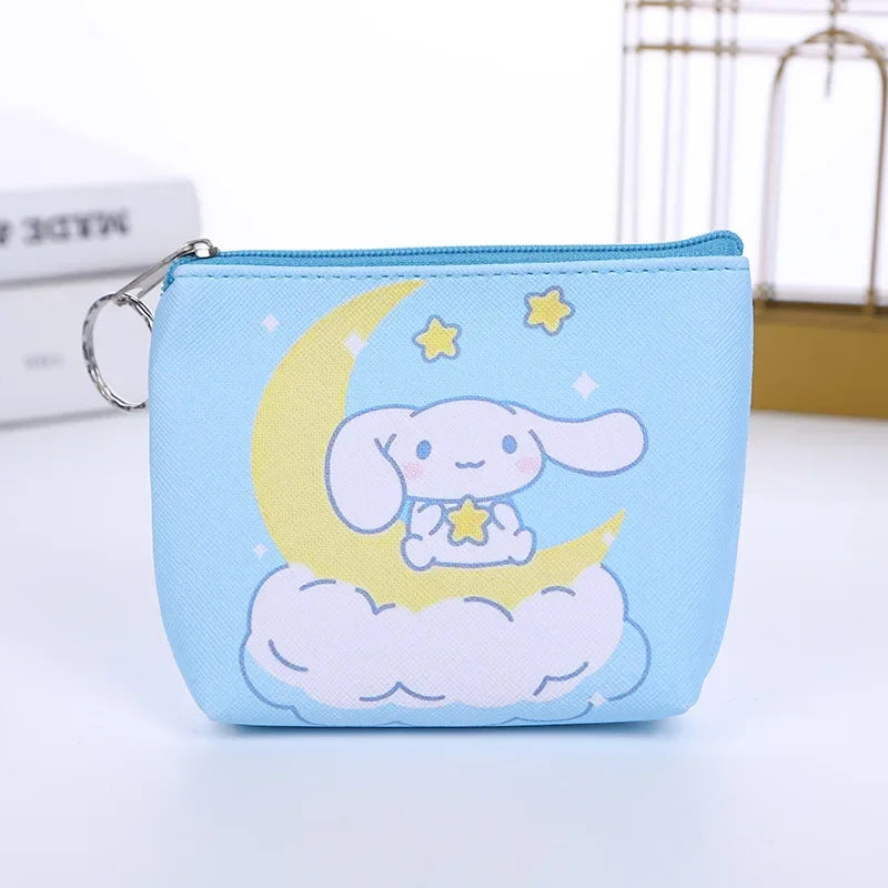 Hello Kitty Purse Coin Purses Cartoon Printed PU Melody Cute Wallet Bag Keychains Storage Bag Kuromi Kawaii Mini Pouch