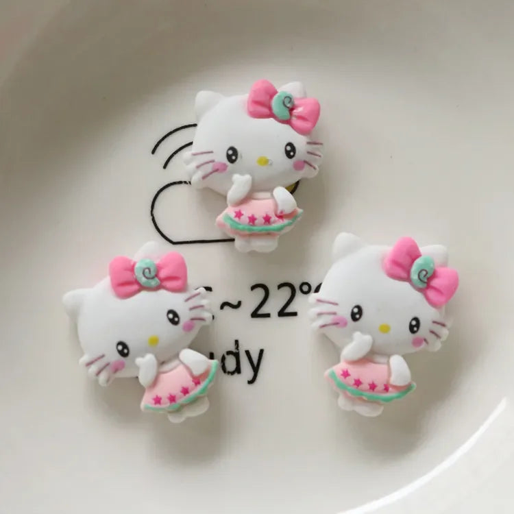 5pcs miniso series sanrio hello kitty cartoon resin flatback cabochons diy crafts materials jewelry making charms