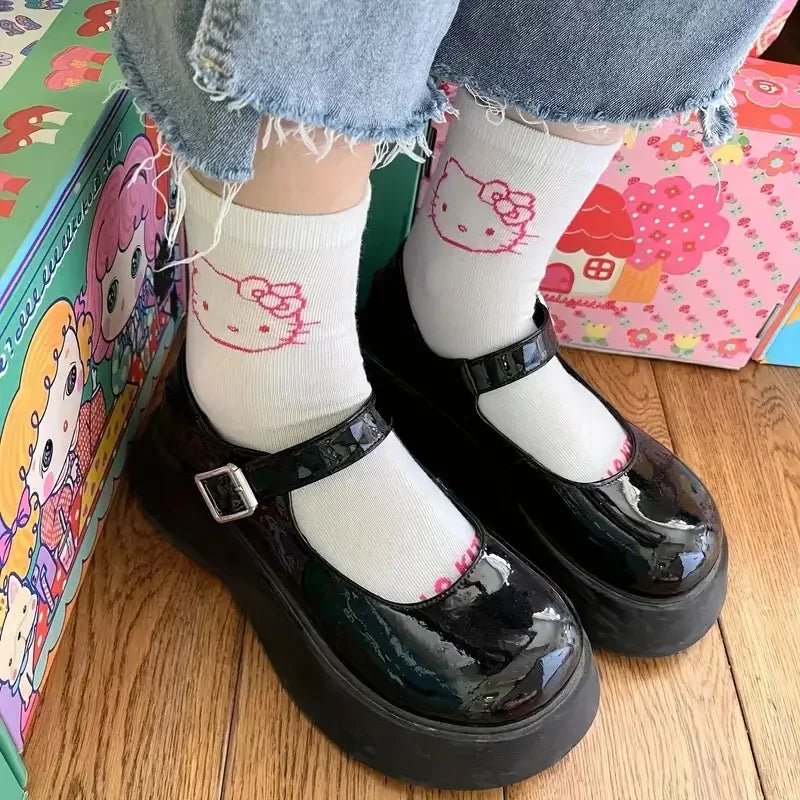 New Kawaii Hello Kitty Soft Cotton Socks Girls Students Back To School Anime Comfortable Casual Women Autumn Winter Sock Gifts