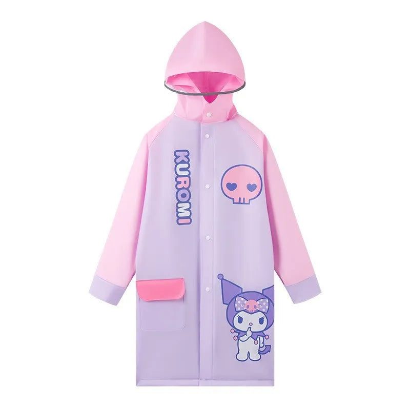 Hello Kitty Kuromi Cinnamoroll Cute Anime Children Raincoats For Boys And Girls Waterproof Large Raincoat Creative Gifts