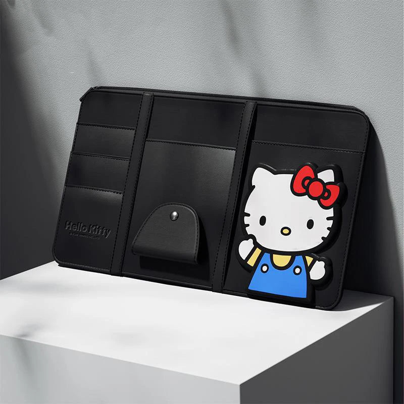 Cute Car Glasses Clip Hello Kitty Kawaii Anime Sun Visor Document Organizer Card Case Glasses Holder Toys for Girls Gift