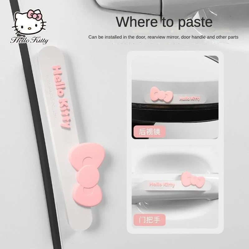 Kawaii Genuine Sanrio Car Door Anti-Collision Strip Hello Kitty Cartoon Rearview Mirror Anti-Scratch Car Sticker Cute Car Gift