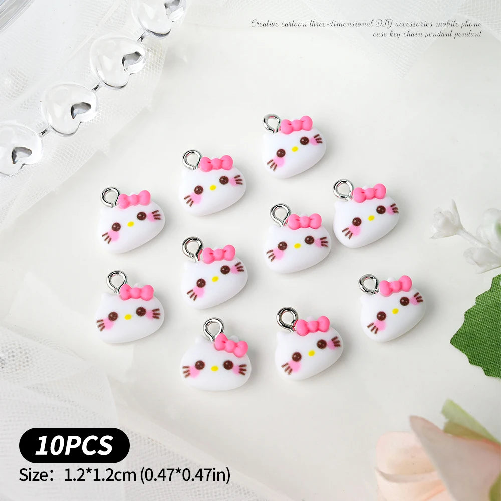 10/35/50Pcs Kawaii Nail Charms Funny Cute Hellokitty/Kuromi/Melody Charms Pendant for DIY Earring Keychain Jewelry Making