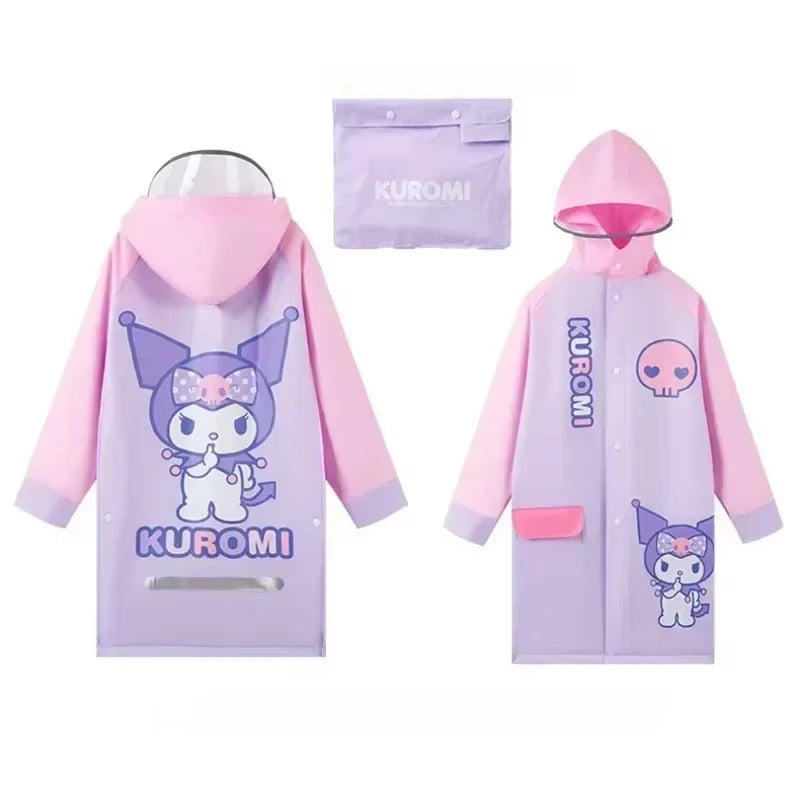 Hello Kitty Kid Raincoat Kawaii Kuromi My Melody Cinnamoroll Children Boy Girl Rain Poncho Reusable Waterproof Rain Coat