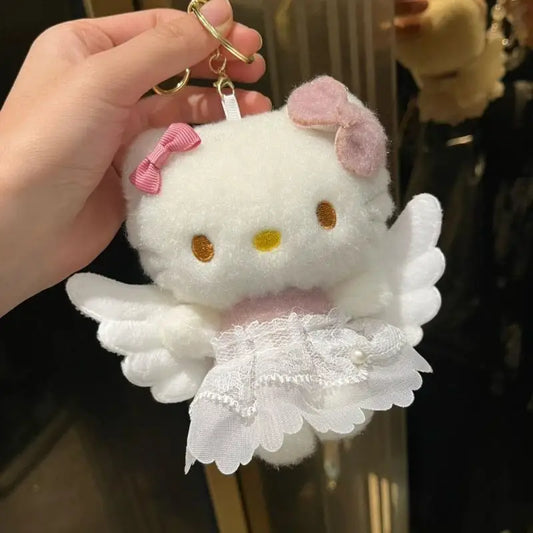 Hello Kitty Fairy Dress Angel Plush Keychain Cartoon Cute Plush Pendant Backpack Decoration Accessories Stuffed Toys Gift