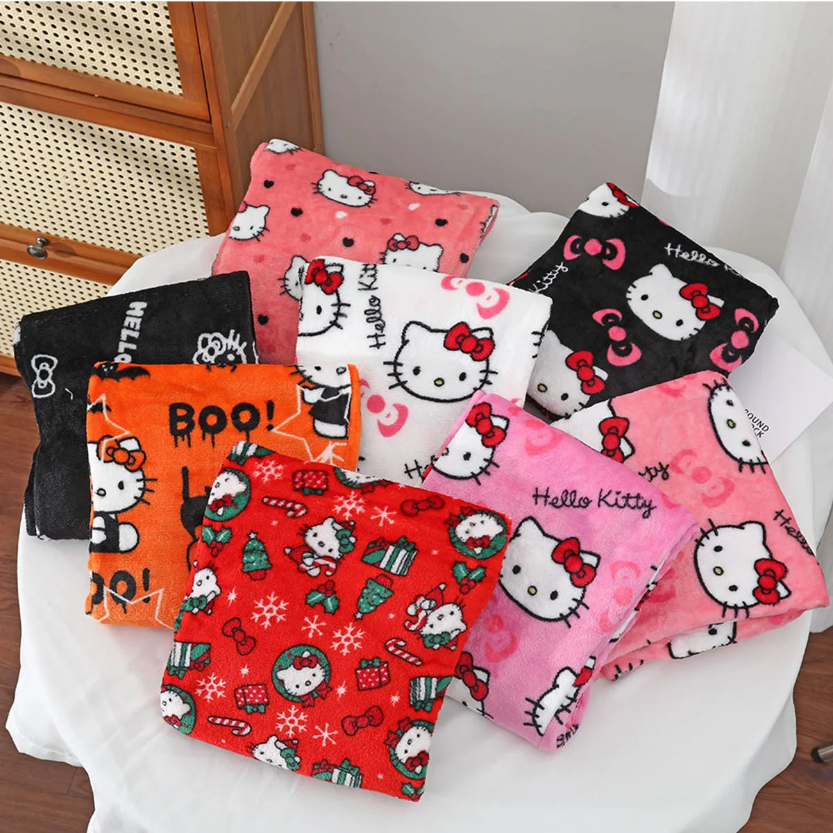 Halloween sanrio Cartoon clothing Christmas Children's Sleepy Pants Winter plush pants Hello Kitty Home Clothing Holiday gifts