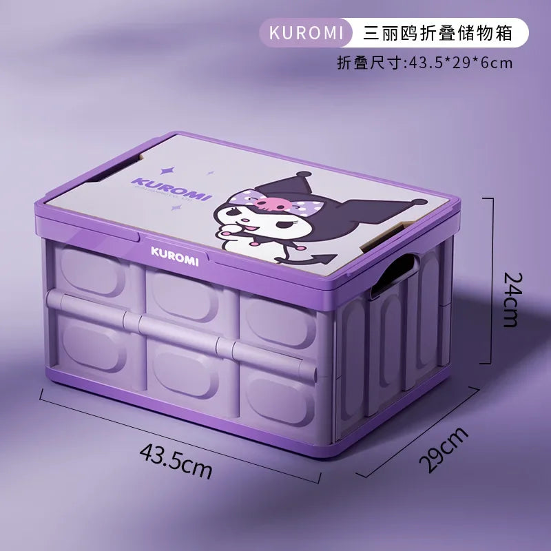 Sanrio Kawaii Anime Hello Kitty Car Trunk Storage Box Cute Outdoor Camping Portable Glove Box Foldable Car Storage Box Kids