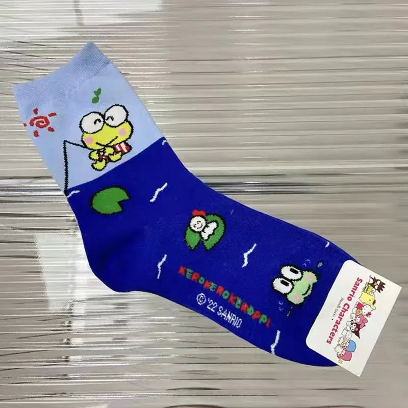 Women Hello Kitty Kuromi MyMelody Cute Cotton Blend Ankle Socks Set Kawaii Soft Autumn Winter Warm Mid-Tube Sock One Size